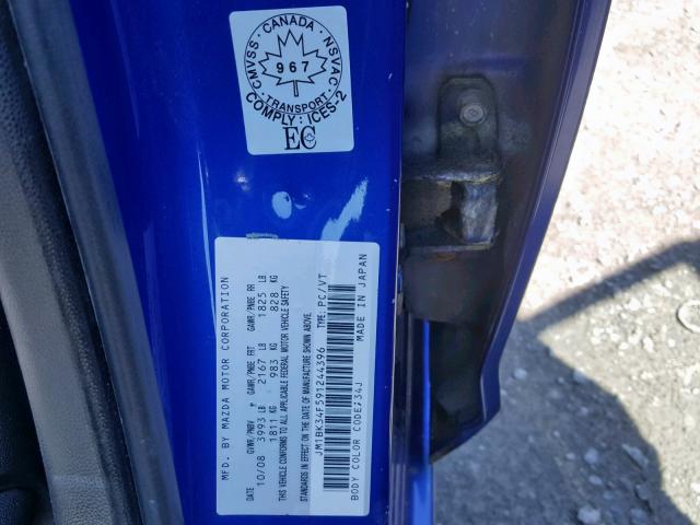 JM1BK34F591244396 - 2009 MAZDA 3 I BLUE photo 10