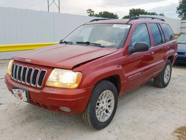 1J4GW58N42C319987 - 2002 JEEP GRAND CHER RED photo 2