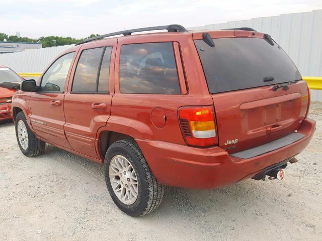 1J4GW58N42C319987 - 2002 JEEP GRAND CHER RED photo 3