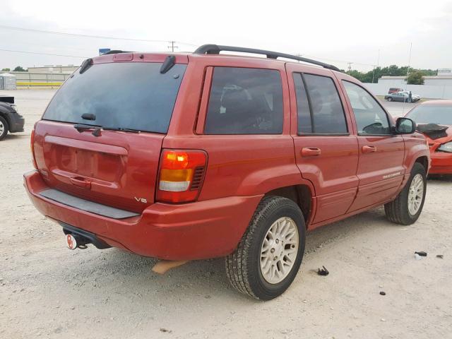 1J4GW58N42C319987 - 2002 JEEP GRAND CHER RED photo 4