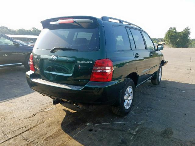 JTEHF21A910005702 - 2001 TOYOTA HIGHLANDER GREEN photo 4