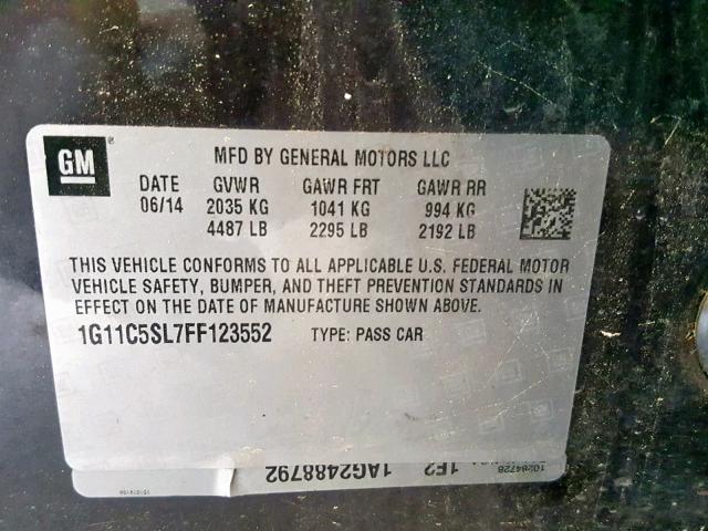 1G11C5SL7FF123552 - 2015 CHEVROLET MALIBU 1LT 紫色 照片 10