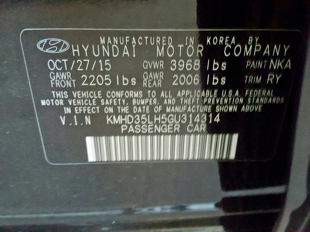 KMHD35LH5GU314314 - 2016 HYUNDAI ELANTRA GT BLACK photo 10