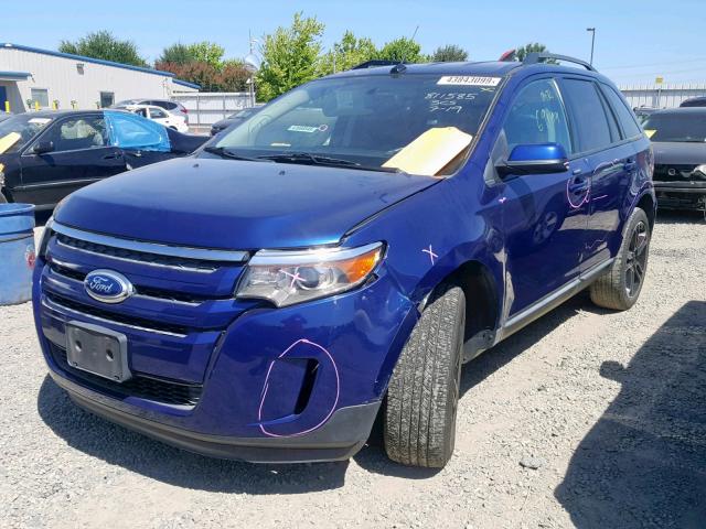 2FMDK3JC5DBC22202 - 2013 FORD EDGE SEL BLUE photo 2