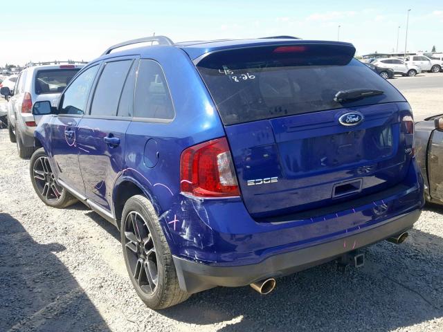 2FMDK3JC5DBC22202 - 2013 FORD EDGE SEL BLUE photo 3