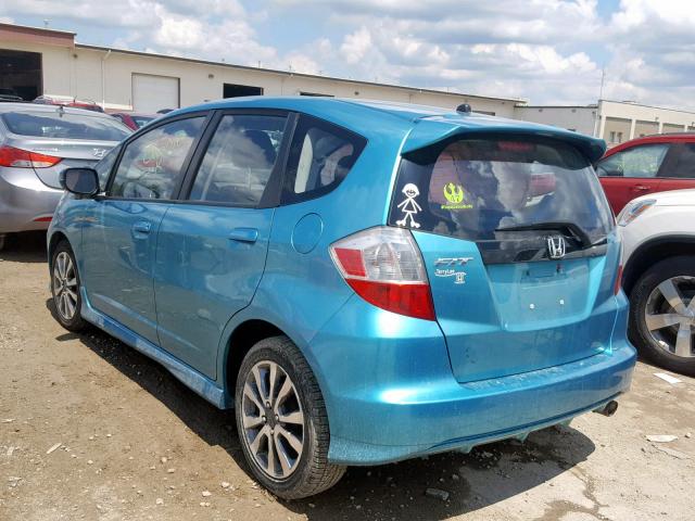 JHMGE8H58DC026010 - 2013 HONDA FIT SPORT TEAL photo 3