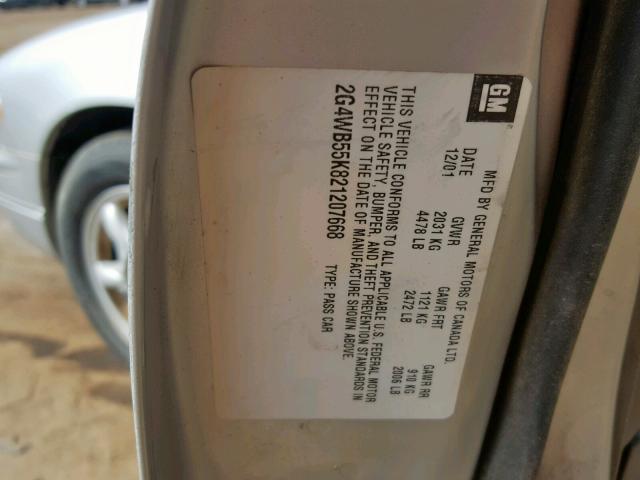 2G4WB55K821207668 - 2002 BUICK REGAL LS SILVER photo 10