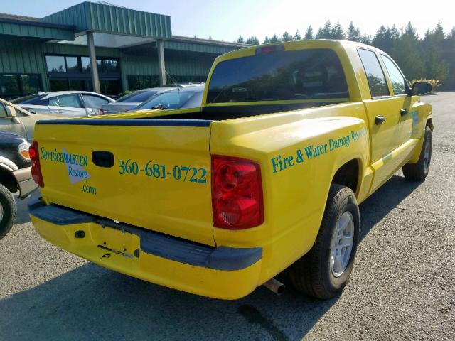 1D7HW48P47S201138 - 2007 DODGE DAKOTA QUA YELLOW photo 4