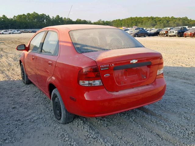 KL1TD52685B419989 - 2005 CHEVROLET AVEO BASE წითელი ფოტო 3
