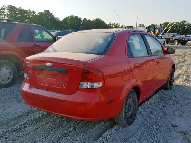 KL1TD52685B419989 - 2005 CHEVROLET AVEO BASE წითელი ფოტო 4