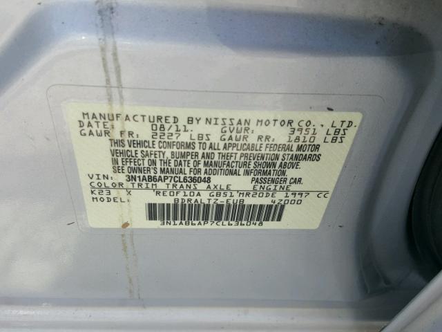 3N1AB6AP7CL636048 - 2012 NISSAN SENTRA 2.0 SILVER photo 10