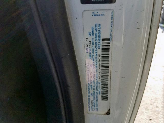 3VWDD21C81M458035 - 2001 VOLKSWAGEN NEW BEETLE Ağ foto 10