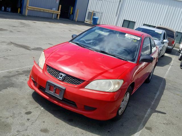 1HGEM22155L028458 - 2005 HONDA CIVIC DX V RED photo 2