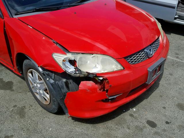 1HGEM22155L028458 - 2005 HONDA CIVIC DX V RED photo 9