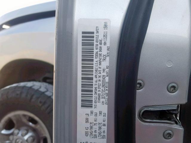 3D7UT2CL2BG555420 - 2011 DODGE RAM 2500 SILVER photo 10