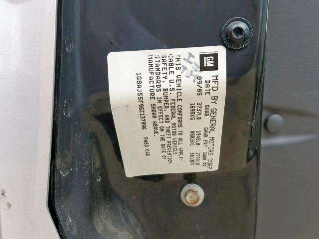 1G8AJ55F96Z137996 - 2006 SATURN ION LEVEL SILVER photo 10