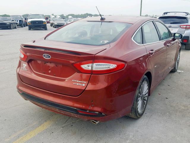 3FA6P0RU5ER308595 - 2014 FORD FUSION TIT RED photo 4