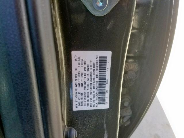 1HGCR2F8XEA200902 - 2014 HONDA ACCORD EXL GRAY photo 10