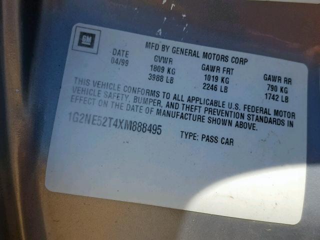 1G2NE52T4XM888495 - 1999 PONTIAC GRAND AM S SILVER photo 10