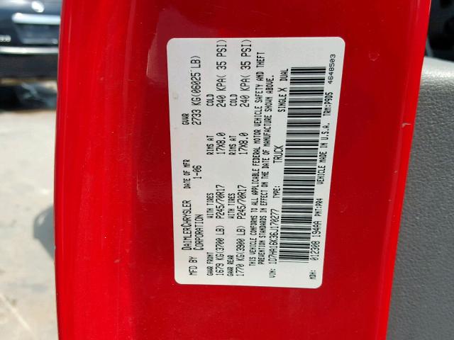 1D7HA16K36J170277 - 2006 DODGE RAM 1500 S RED photo 10