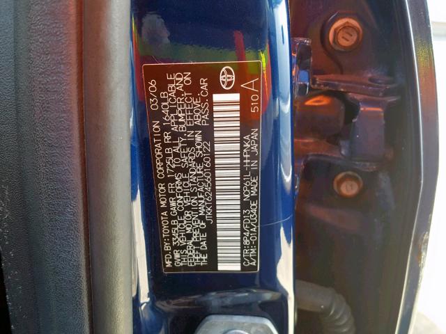 JTKKT624560160122 - 2006 TOYOTA SCION XA BLUE photo 10