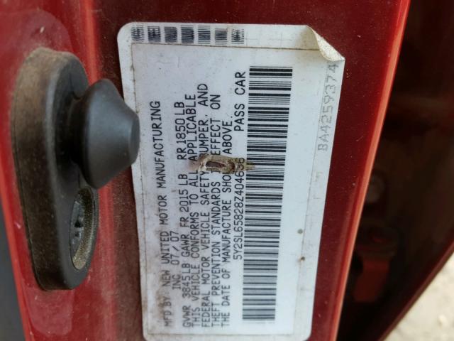 5Y2SL65828Z404636 - 2008 PONTIAC VIBE RED photo 10