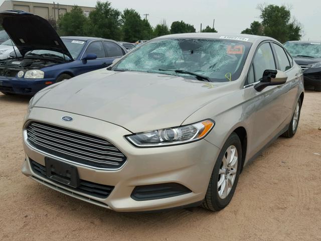 3FA6P0G76FR178597 - 2015 FORD FUSION S GOLD photo 2