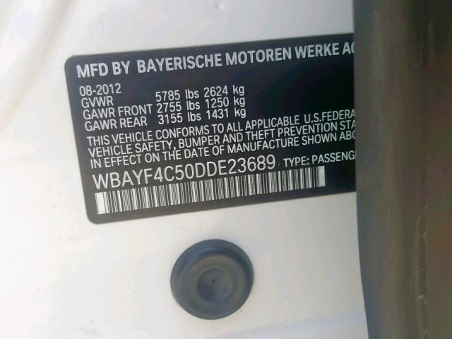 WBAYF4C50DDE23689 - 2013 BMW 740 LXI WHITE photo 10