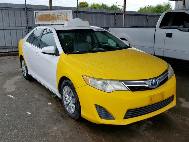 4T1BD1FK4CU045107 - 2012 TOYOTA CAMRY HYBR YELLOW photo 1