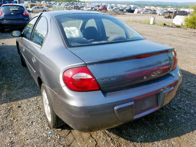 1B3ES56C45D250406 - 2005 DODGE NEON SXT GRAY photo 3