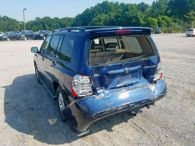 JTEHF21A220053527 - 2002 TOYOTA HIGHLANDER BLUE photo 3