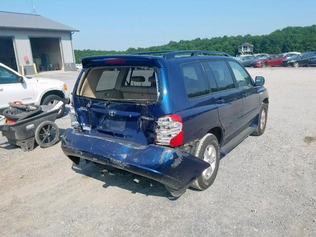 JTEHF21A220053527 - 2002 TOYOTA HIGHLANDER BLUE photo 4