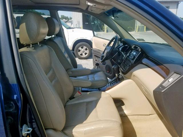 JTEHF21A220053527 - 2002 TOYOTA HIGHLANDER BLUE photo 5