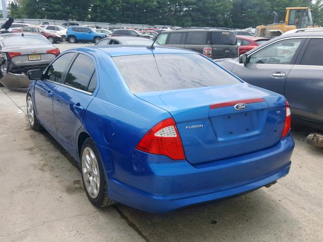 3FAHP0HA1BR156133 - 2011 FORD FUSION SE BLUE photo 3