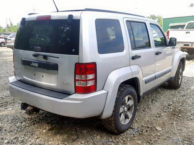 1J8GN28K58W198402 - 2008 JEEP LIBERTY SP SILVER photo 4