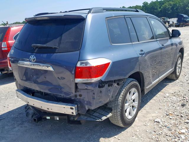 5TDZK3EH8DS113361 - 2013 TOYOTA HIGHLANDER BLUE photo 4