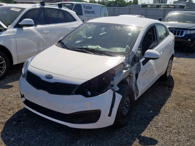 KNADM4A33E6386677 - 2014 KIA RIO LX WHITE photo 2