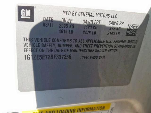 1G1ZE5E72BF337256 - 2011 CHEVROLET MALIBU LTZ WHITE photo 10