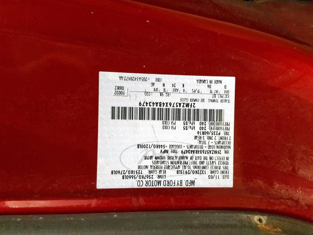 2FMZA576X4BA43479 - 2004 FORD FREESTAR S MAROON photo 10