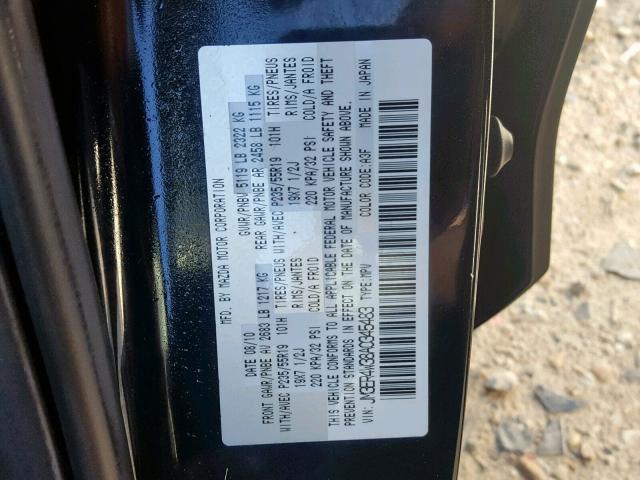 JM3ER4W38A0345483 - 2010 MAZDA CX-7 BLACK photo 10