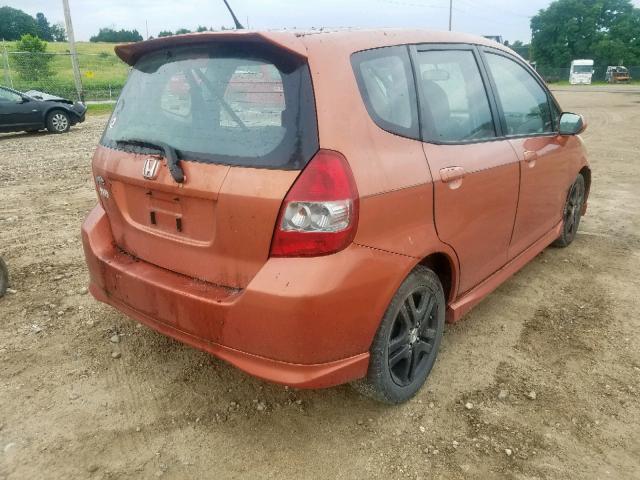 JHMGD386X7S065335 - 2007 HONDA FIT S ORANGE photo 4