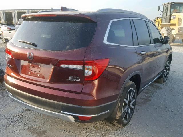 5FNYF6H05KB072177 - 2019 HONDA PILOT ELIT MAROON photo 4