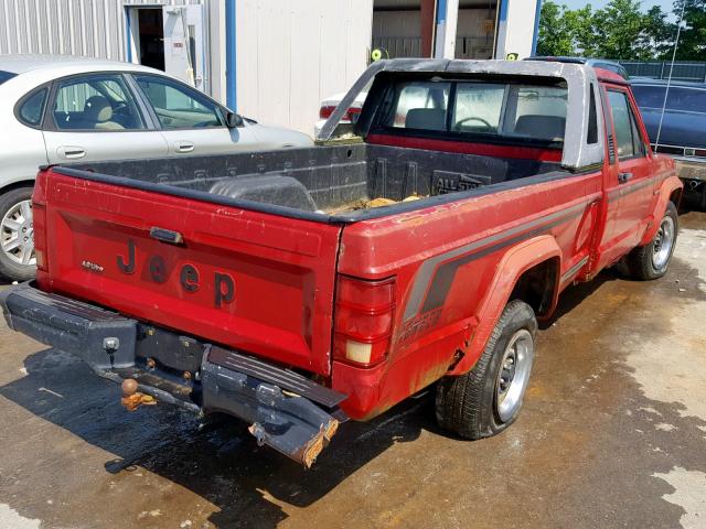 1J7FT36L1LL206626 - 1990 JEEP COMANCHE P RED photo 4