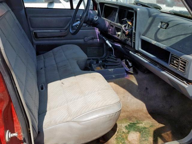 1J7FT36L1LL206626 - 1990 JEEP COMANCHE P RED photo 5