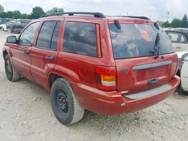 1J4GW48S22C294023 - 2002 JEEP GRAND CHER RED photo 3