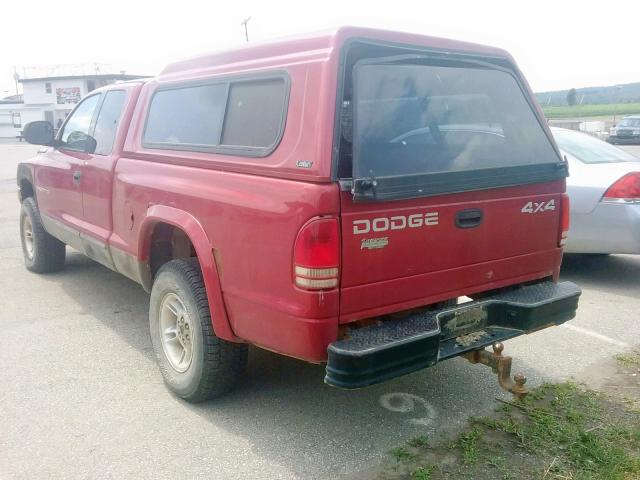 1B7GG22Y1XS104343 - 1999 DODGE DAKOTA RED photo 3