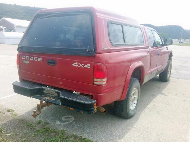 1B7GG22Y1XS104343 - 1999 DODGE DAKOTA RED photo 4