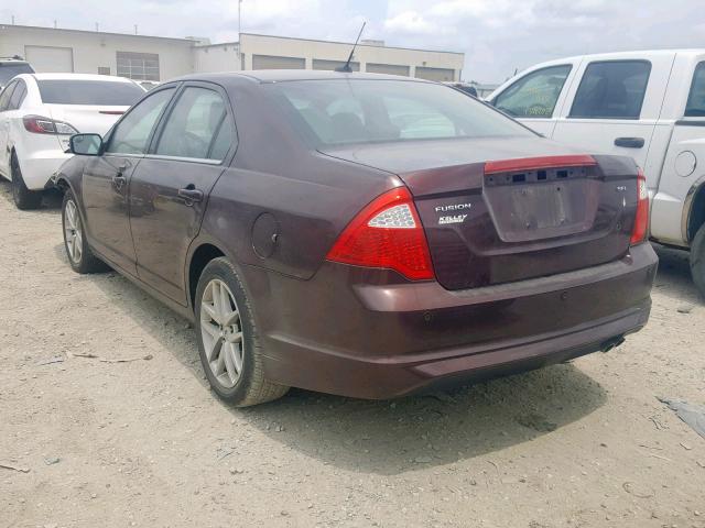 3FAHP0JA6CR207458 - 2012 FORD FUSION SEL MAROON photo 3