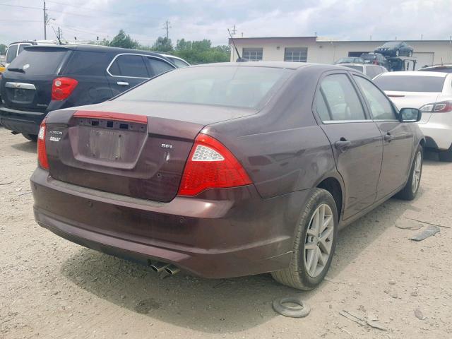 3FAHP0JA6CR207458 - 2012 FORD FUSION SEL MAROON photo 4