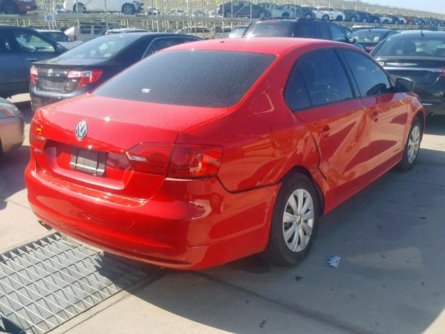 3VW1K7AJ8EM397487 - 2014 VOLKSWAGEN JETTA BASE RED photo 4